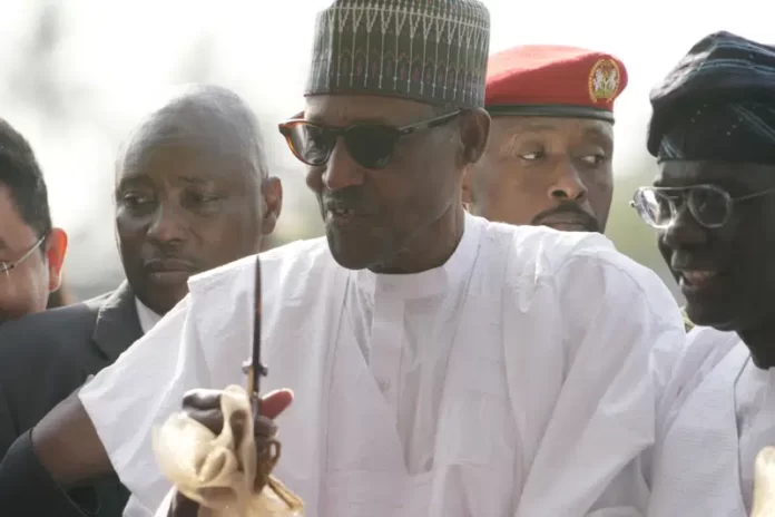 FILE - Nigeria's President, Muhammadu Buhari in Lagos, Nigeria, on Jan. 23, 2023.