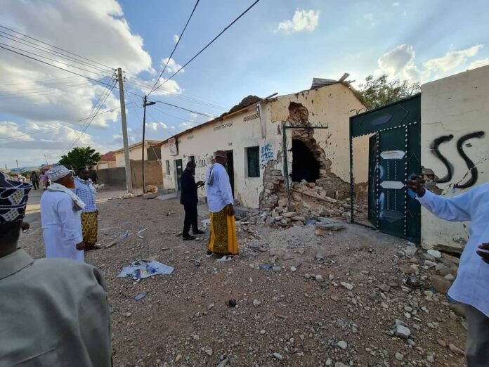 Residential houses hit by shelling in Laascaanood on 27 March 2023.