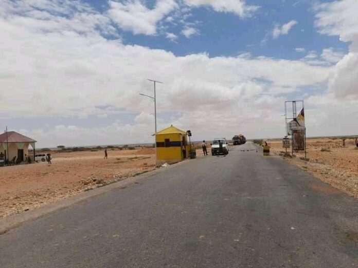 Security forces man a roadblock outside Garowe Airport.