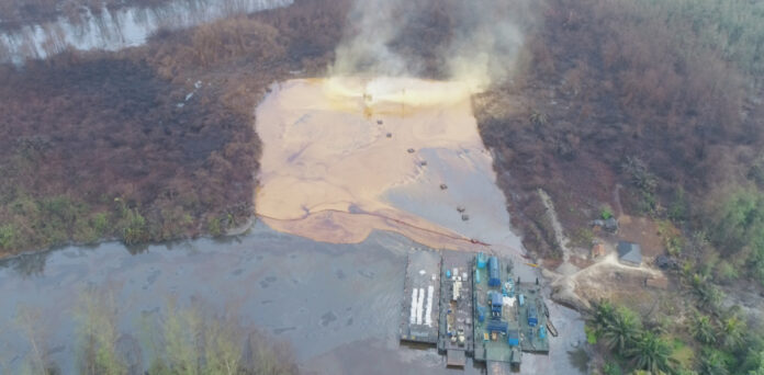 Crude oil spill in Nigeria, one of Africa's biggest oil producers. Oil spills have had a catastrophic impact on communities.