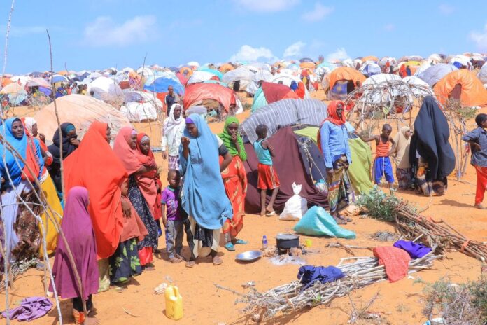 Newly arrived displaced families in Kismayo.