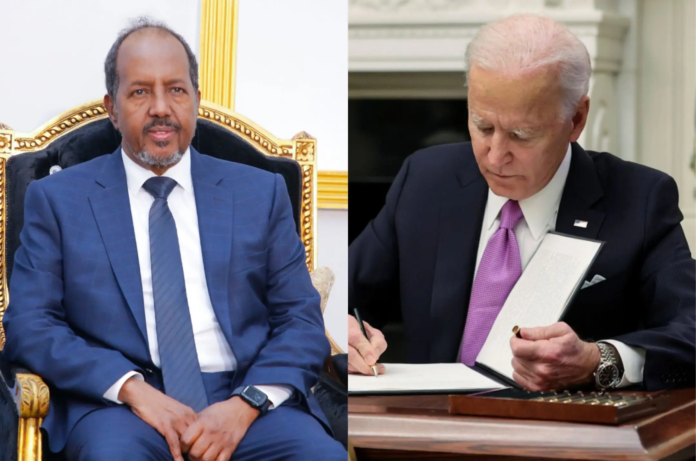 Hassan Sheikh Mohamud and Joe Biden.