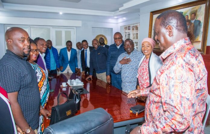 Odinga chairs a meeting on Monday ahead of the start of three-day anti-government demonstration on Wednesday