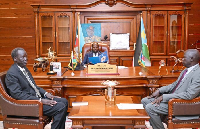 In this photo, South Sudanese president Salva Kiir meets his top security commanders in April 2023.