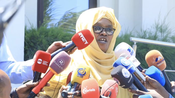 MP Dahabo Suusow representing the Somali Bantu addresses media on Saturday.