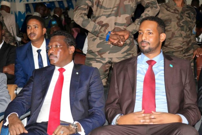 Galmudug State President, Ahmed Abdi Karie (Qoorqoor) and his Deputy, Ali Dahir Eid.