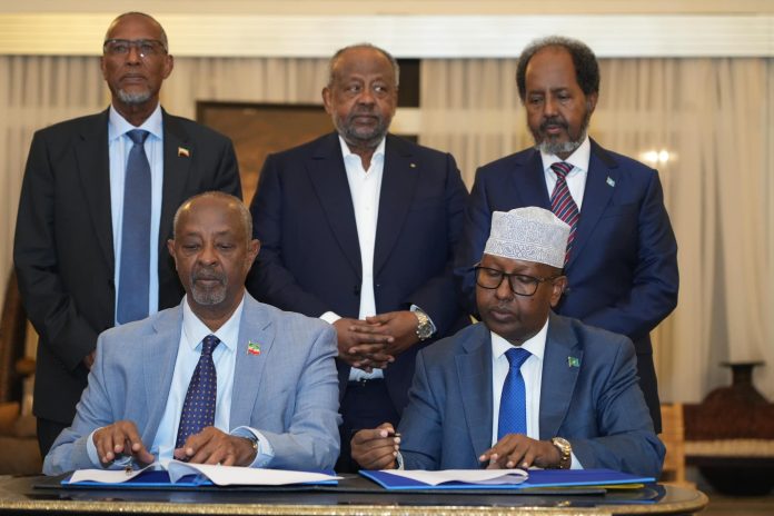 The agreement brokered by Djibouti dictator was signed in Djibouti's capital on Friday.