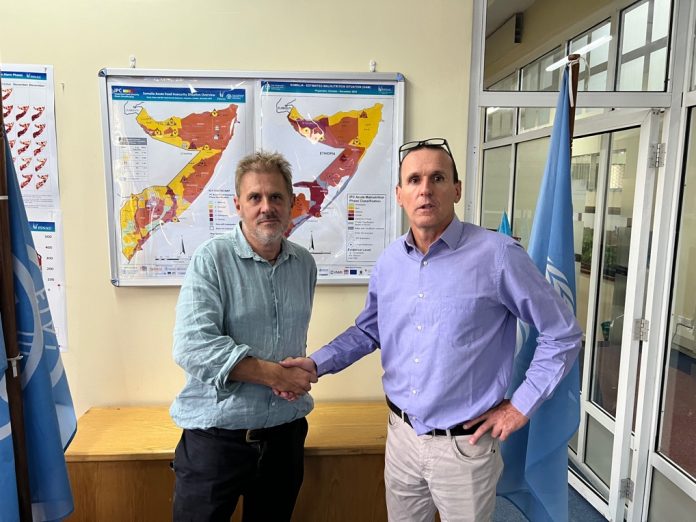 British Embassy Mogadishu Development Director, Damon Bristow and tFAO Representative in Somalia, Etienne Peterschmitt.