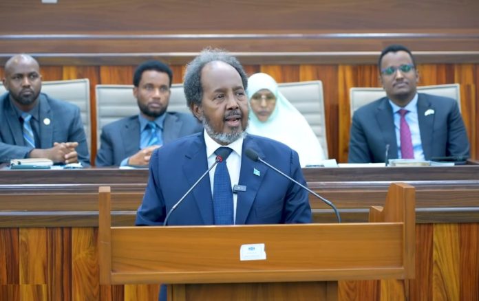 PHOTO- President Hassan Sheikh addressed Somali parliament on Tuesday 2 Jan., 2023.