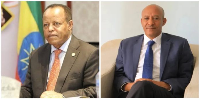 Ethiopia's National Intelligence and Security Service (NISS) Director General Temesgen Tiruneh Dinku (right pctured) has been appointed as the new deputy prime minister, while former UN ambassador Taye Atske Selassie (left pictured) stepping in as the new foreign minister.