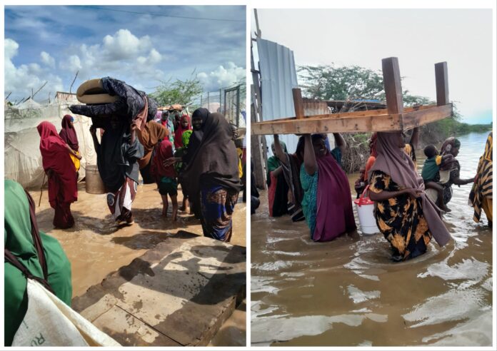 IDP families displaced by the flooding in Jowhar city, 90km from Somali capital, Mogadishu