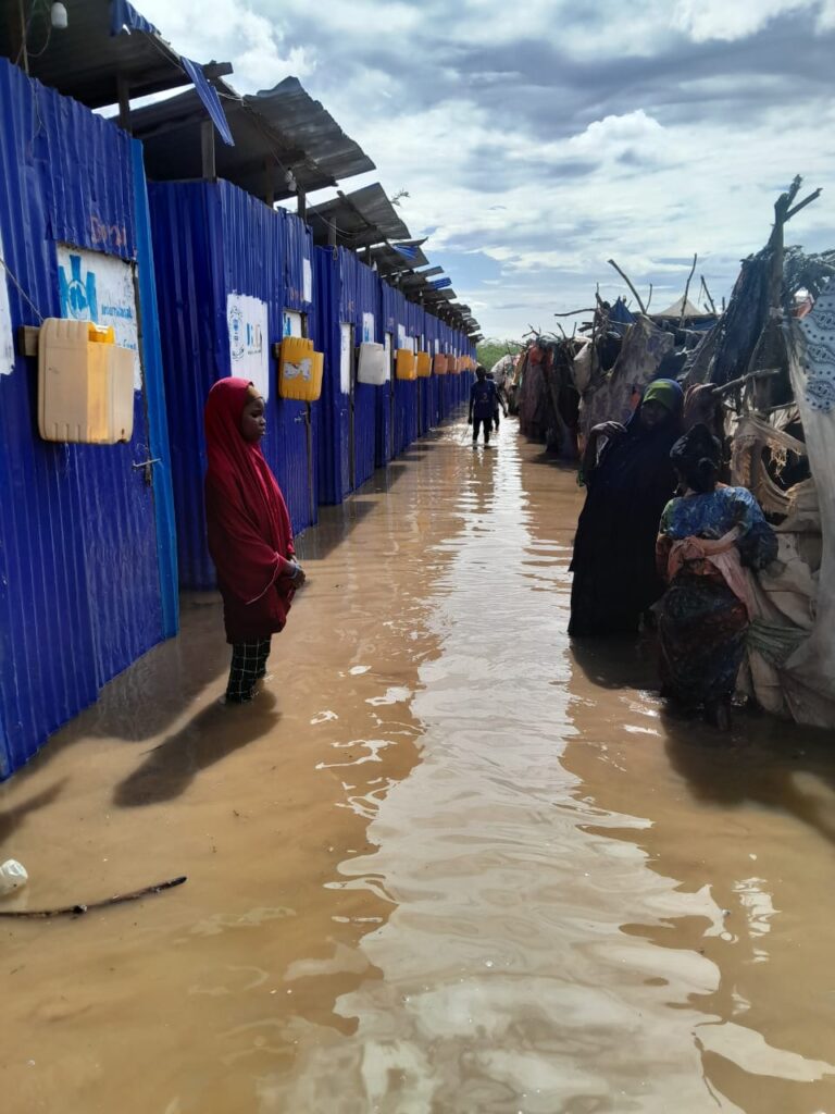 Houses submerged by the flooding in Jowhar city, Hirshabelle State, Somalia.