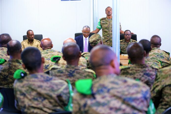 President Laftagareen meets Ethiopian Forces commanders in Baydhabo. | PHOTO/ SWSS.