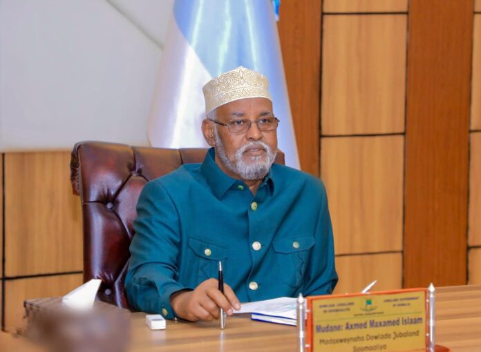 Jubbaland President Ahmed Madobe chairs cabinet meeting after withdrawing from NCC meeting in Mogadishu early this week.