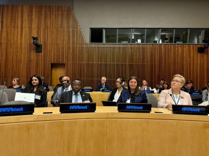 Lt. General Bashir Mohamed Jama (centre) is seen at the Women, Peace and Security conference in New York on Tuesday 22 Oct. 2024