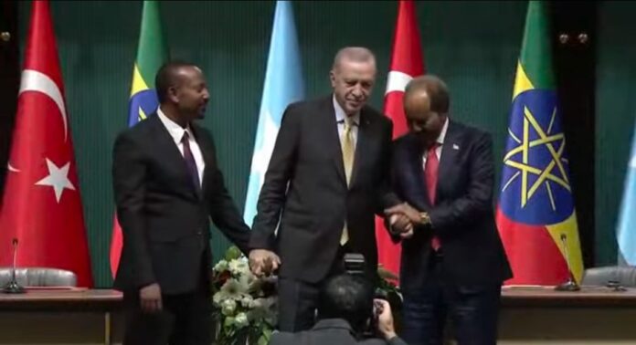 Türkiye President, Recep Tayyip Erdoğan hosted Hassan Sheikh Mohamud, President of Somalia, and Abiy Ahmed Ali, Prime Minister of Ethiopia, on 11 December 2024 in Ankara.