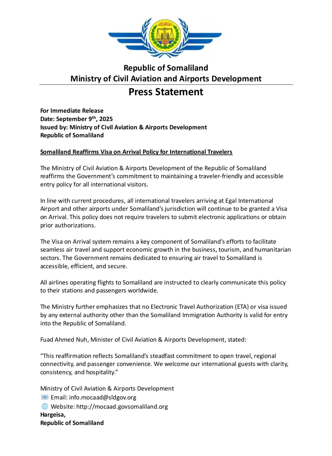 Somaliland oo dal-ku-galkeeda laga heli karo garoomada.