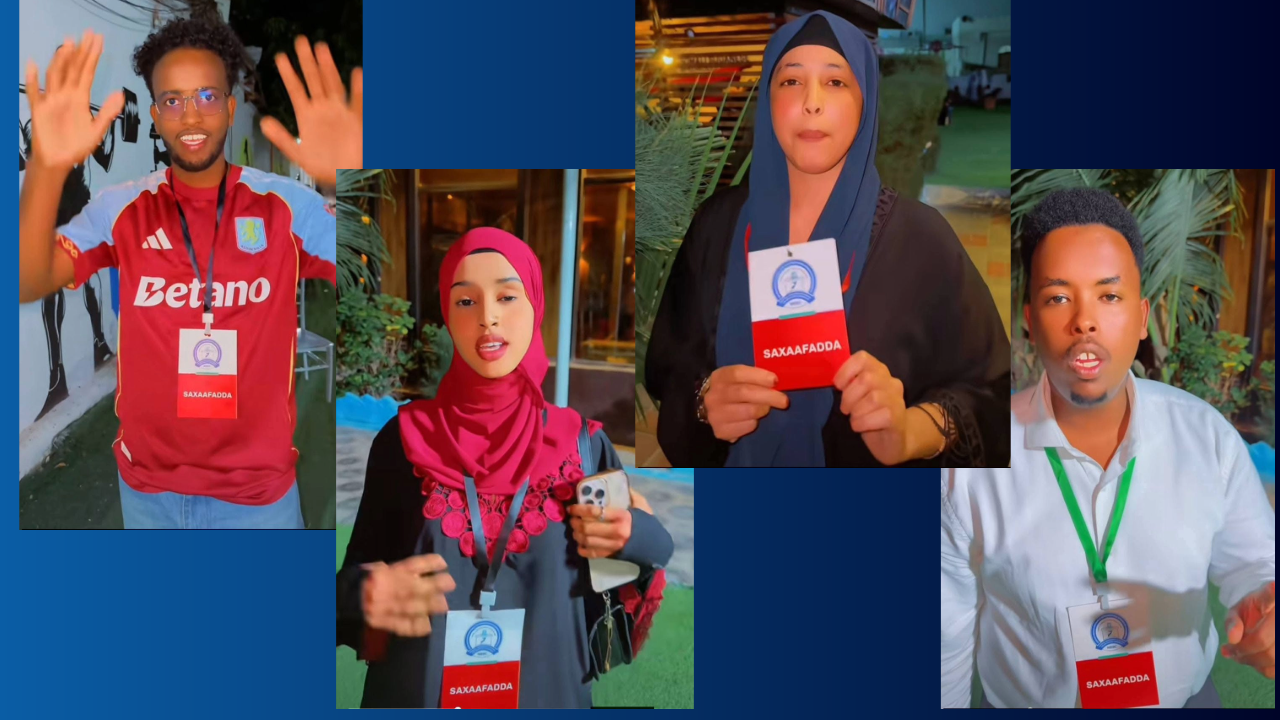 Waxaa baraha bulshada lagu arkay dhallinyaro baraha bulshada caan ka ah oo sita kaarar ay ku qoran tahay “saxaafadda”.